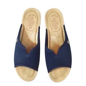 Fly Flot Navy Blue Mesh Comfort Slide Sandals Women Size 38 / US 8 Anti-Shock